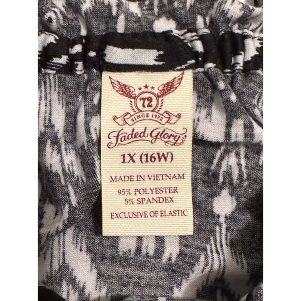 Faded Glory Smocked Blouse Womens 1X / 16W Black & White Summer Lightweight - Picture 4 of 12